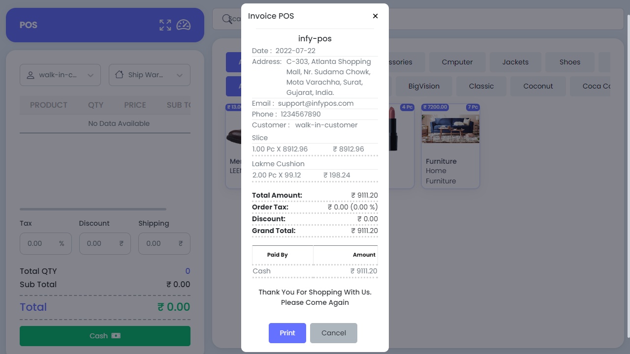 POS SCREEN_Bill Receipt